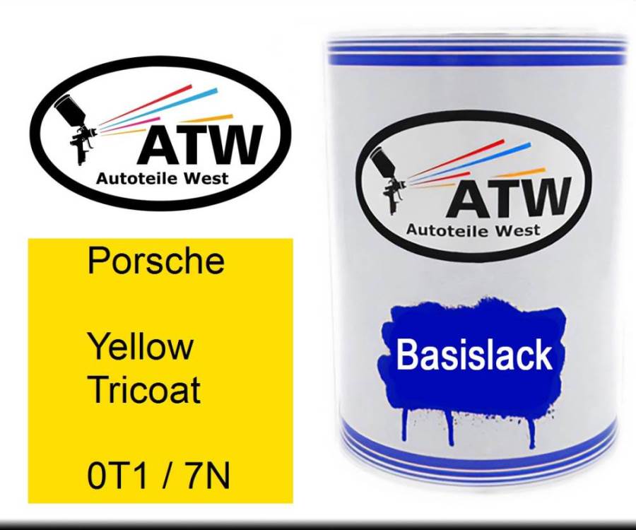 Porsche, Yellow Tricoat, 0T1 / 7N: 500ml Lackdose, von ATW Autoteile West.